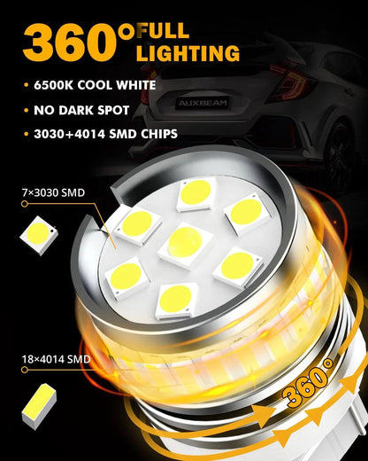 T20 7443 7440 Ampoules LED pour recul, clignotants, stop et feux arrière 11W 4000LM 6500K blanc B1 série – 2 ampoules – vue 4