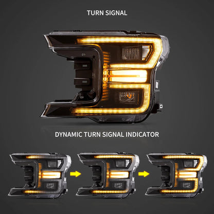 LED bloc optique avant projecteur double faisceau avec Start-up Animation noir/chromé pour 2018–2020 Ford F150 13th Gen – vue