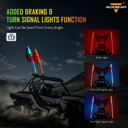 3FT/4FT LED RGB fouets LED & arrière Pillar mât lumineux supports d’éclairage Combo pour Can-Am Maverick X3 2017 2018 2019