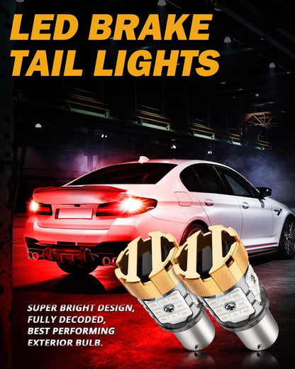 1157 BAY15D Ampoules LED pour feux stop et arrière 50W 4000LM sans erreur CAN-bus rouge B21-PRO série – 2 ampoules – vue 2