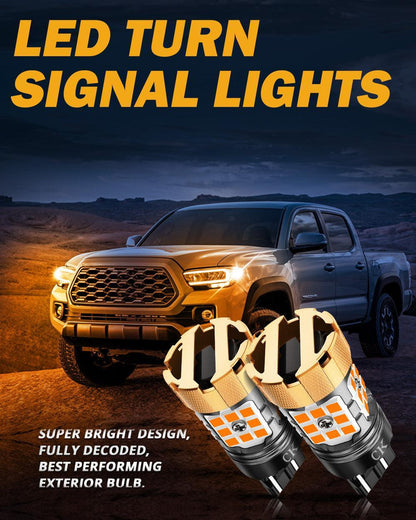 7443 US-CK Ampoules LED pour clignotants avant/arrière et feux latéraux 50W 4000LM sans erreur CAN-bus 3000K orange B21-PRO