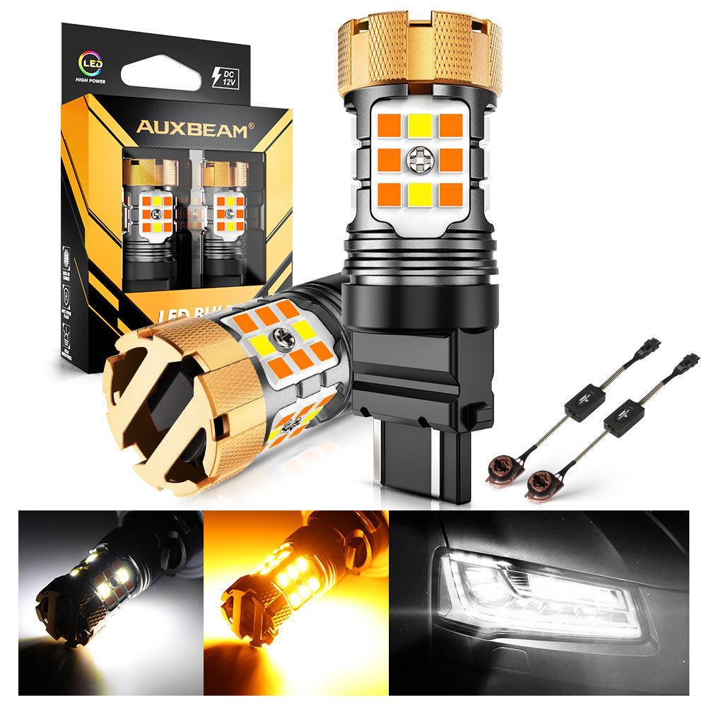 T25 3157D Ampoules LED pour clignotants avant et feux de jour 50W 4000LM sans erreur CAN-bus bicolore à commutation blanc &…
