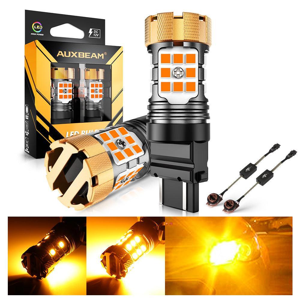 T25 3157 3156 Ampoules LED pour clignotants avant/arrière et feux latéraux 50W 4000LM sans erreur CAN-bus 3000K orange B21-P…