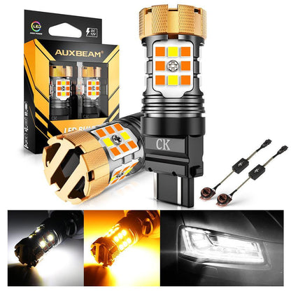 3157 US-CK Ampoules LED pour clignotants avant et feux de jour 50W 4000LM sans erreur CAN-bus bicolore à commutation blanc &