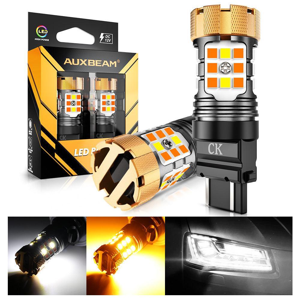 3157 US-CK Ampoules LED pour clignotants avant et feux de jour 50W 4000LM sans erreur CAN-bus bicolore à commutation blanc &…