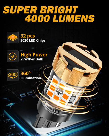7440 7440A Ampoules LED pour clignotants avant/arrière et feux latéraux 50W 4000LM sans erreur CAN-bus 3000K orange B21-PRO