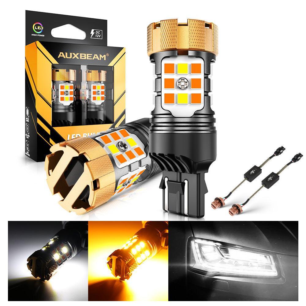 T20 7443 Ampoules LED pour clignotants avant et feux de jour 50W 4000LM sans erreur CAN-bus bicolore à commutation blanc & o…