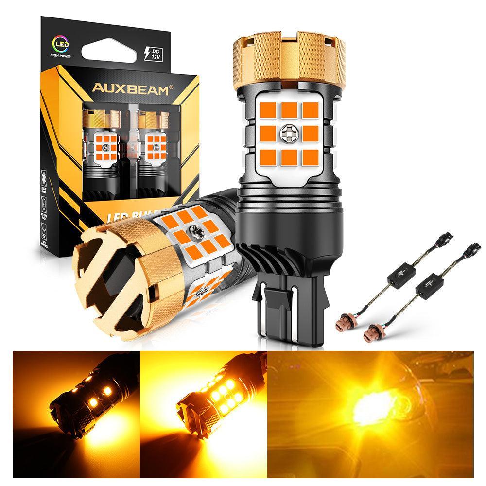 T20 7443 7440 Ampoules LED pour clignotants avant/arrière et feux latéraux 50W 4000LM sans erreur CAN-bus 3000K orange B21-P…