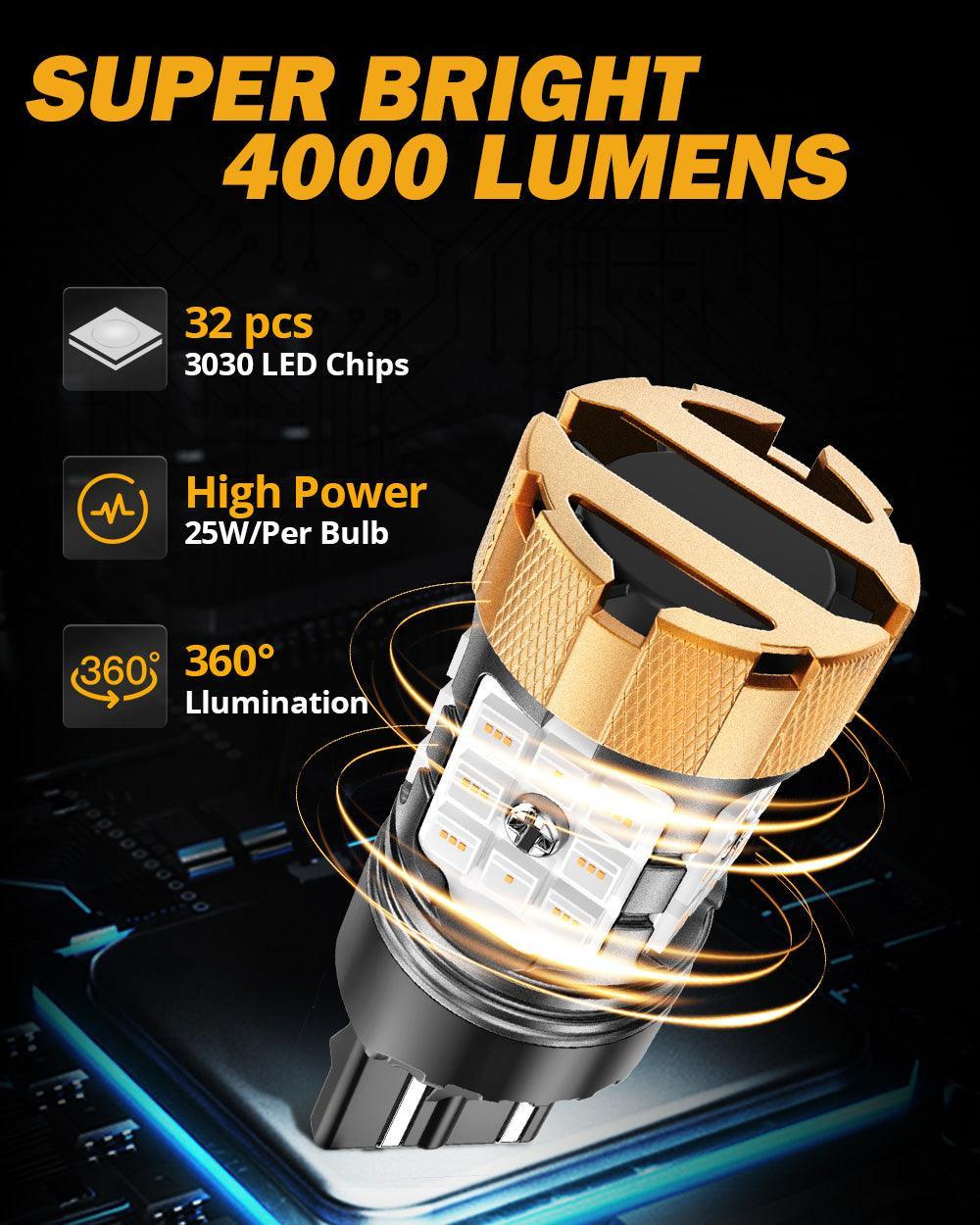 T20 7443 7440 Ampoules LED pour feux stop et arrière 50W 4000LM sans erreur CAN-bus rouge B21-PRO série – 2 ampoules – vue 4