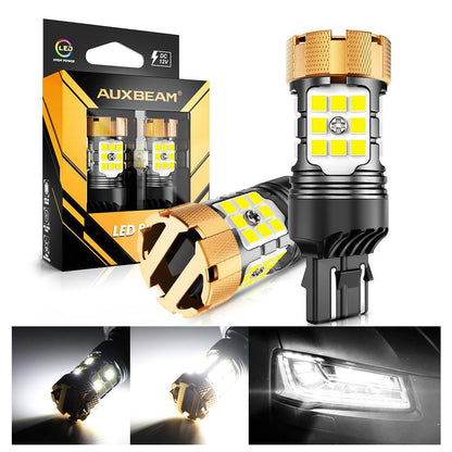 T20 7443 7440 Ampoules LED pour recul, clignotants, stop et feux arrière 50W 4000LM sans erreur CAN-bus 6500K blanc B21-PRO