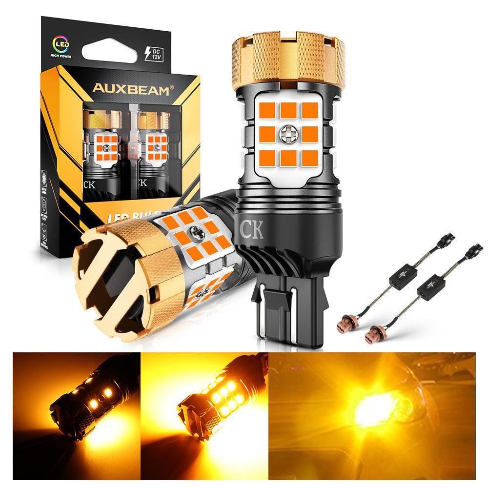 7443 US-CK Ampoules LED pour clignotants avant/arrière et feux latéraux 50W 4000LM sans erreur CAN-bus 3000K orange B21-PRO…