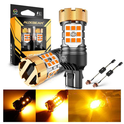 7443 US-CK Ampoules LED pour clignotants avant/arrière et feux latéraux 50W 4000LM sans erreur CAN-bus 3000K orange B21-PRO