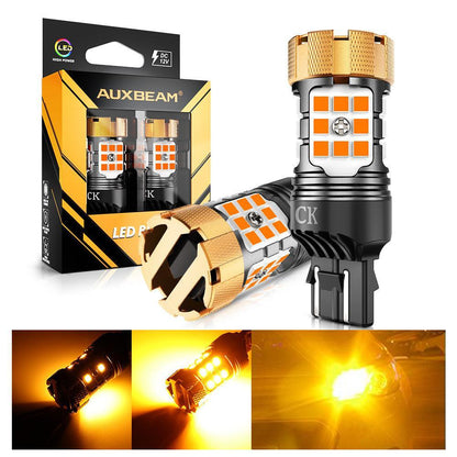 7443 US-CK Ampoules LED pour clignotants avant/arrière et feux latéraux 50W 4000LM sans erreur CAN-bus 3000K orange B21-PRO