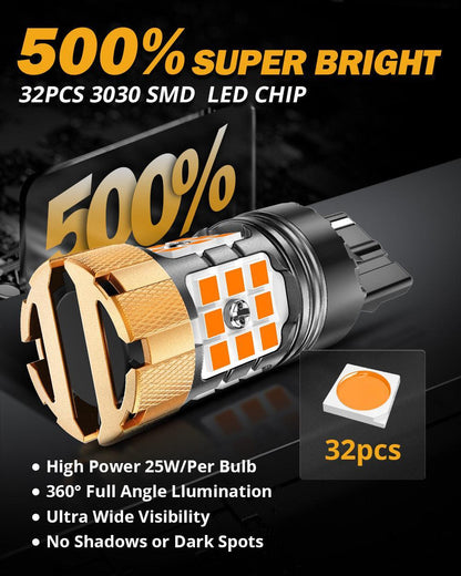 7440 7440A Ampoules LED pour clignotants avant/arrière et feux latéraux 50W 4000LM sans erreur CAN-bus 3000K orange B21-PRO
