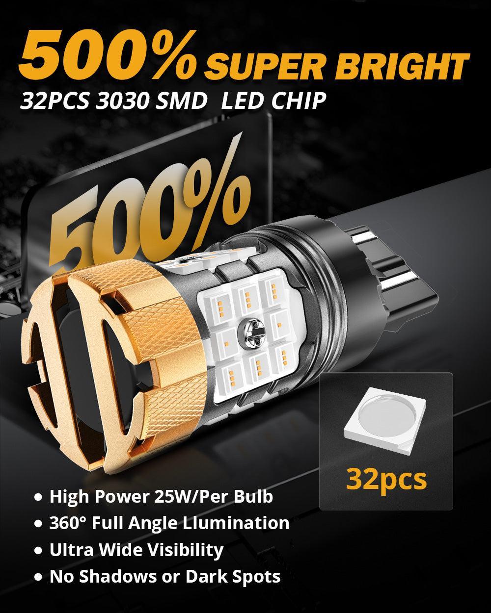 T20 7443 7440 Ampoules LED pour feux stop et arrière 50W 4000LM sans erreur CAN-bus rouge B21-PRO série – 2 ampoules – vue 5