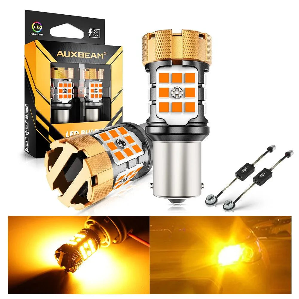 1156 BA15S Ampoules LED pour clignotants avant/arrière et feux latéraux 50W 4000LM sans erreur CAN-bus 3000K orange B21-PRO…