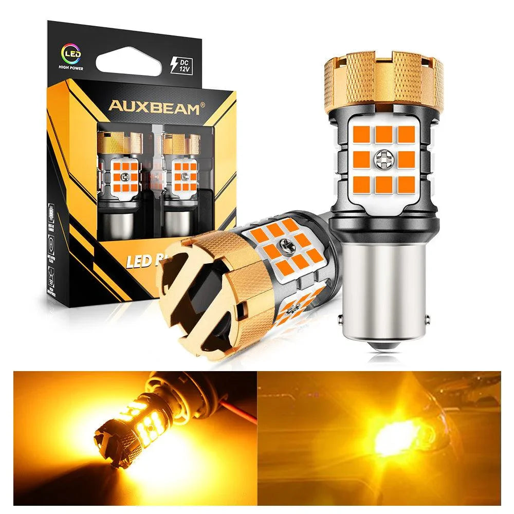 1156 BA15S Ampoules LED pour clignotants avant/arrière et feux latéraux 50W 4000LM sans erreur CAN-bus 3000K orange B21-PRO…