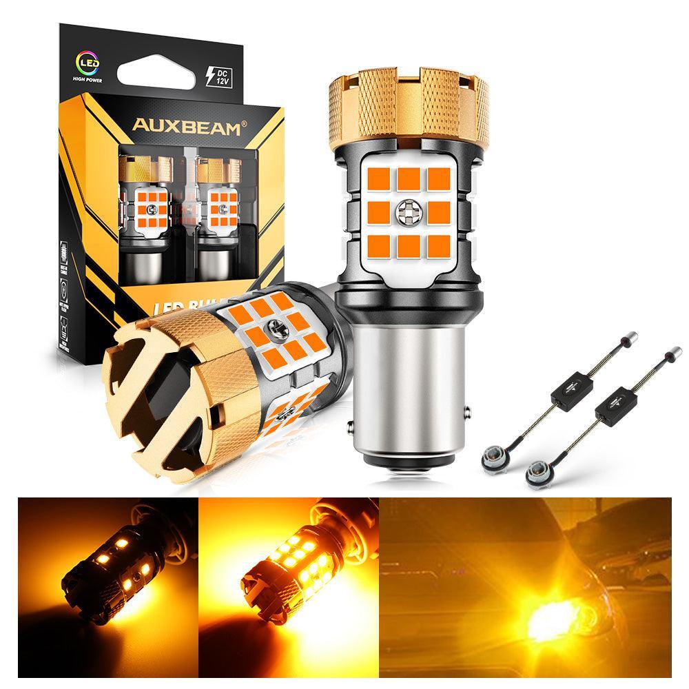 1157 BAY15D Ampoules LED pour clignotants avant/arrière et feux latéraux 50W 4000LMCAN-Bus Error Free 3000K orange B21-PRO s…