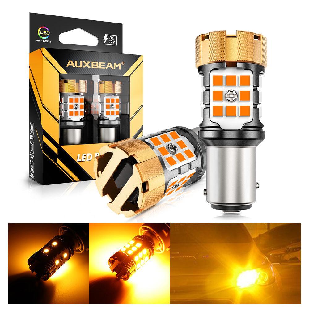1157 BAY15D Ampoules LED pour clignotants avant/arrière et feux latéraux 50W 4000LMCAN-Bus Error Free 3000K orange B21-PRO s…