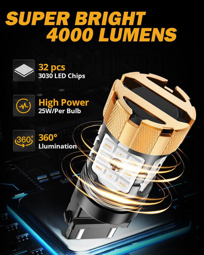 T25 3157 3156 Ampoules LED pour feux stop et arrière 50W 4000LM sans erreur CAN-bus rouge B21-PRO série – 2 ampoules – vue 4