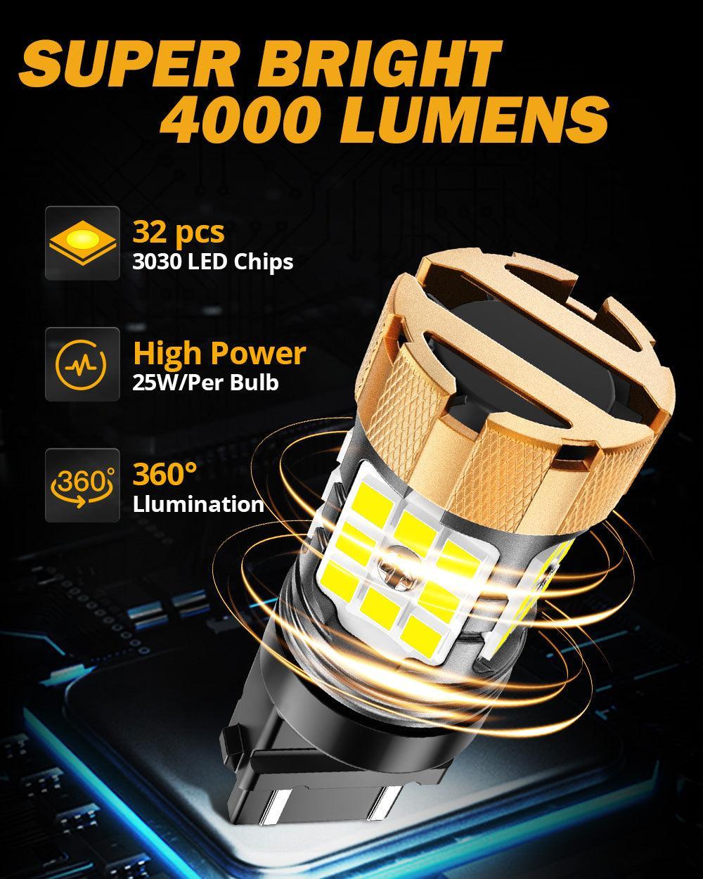 T25 3157 3156 Ampoules LED pour recul, clignotants, stop et feux arrière 50W 4000LM sans erreur CAN-bus 6500K blanc B21-PRO…