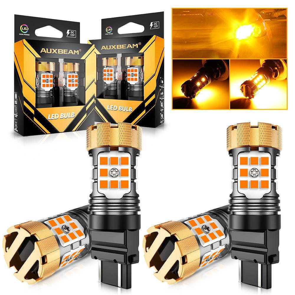 T25 3157 3156 Ampoules LED pour clignotants avant/arrière et feux latéraux 50W 4000LM sans erreur CAN-bus 3000K orange B21-P…