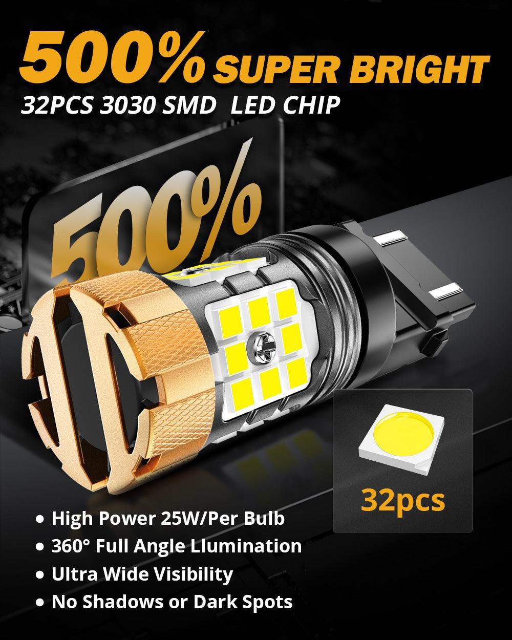T25 3157 3156 Ampoules LED pour recul, clignotants, stop et feux arrière 50W 4000LM sans erreur CAN-bus 6500K blanc B21-PRO…