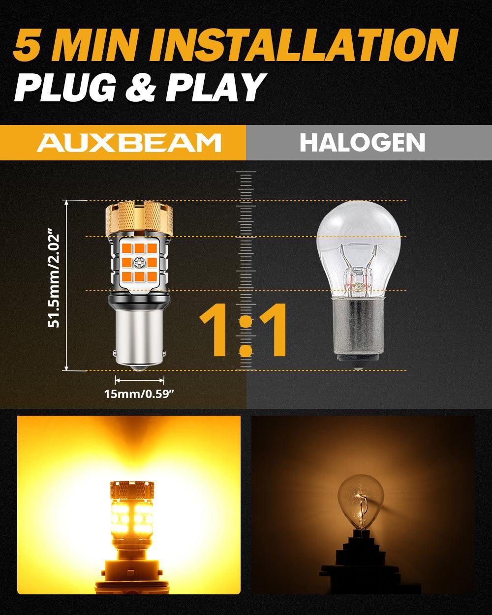 1156 BA15S Ampoules LED pour clignotants avant/arrière et feux latéraux 50W 4000LM sans erreur CAN-bus 3000K orange B21-PRO…
