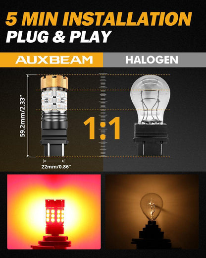 T25 3157 3156 Ampoules LED pour feux stop et arrière 50W 4000LM sans erreur CAN-bus rouge B21-PRO série – 2 ampoules – vue 10