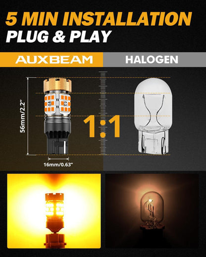 7440 7440A Ampoules LED pour clignotants avant/arrière et feux latéraux 50W 4000LM sans erreur CAN-bus 3000K orange B21-PRO