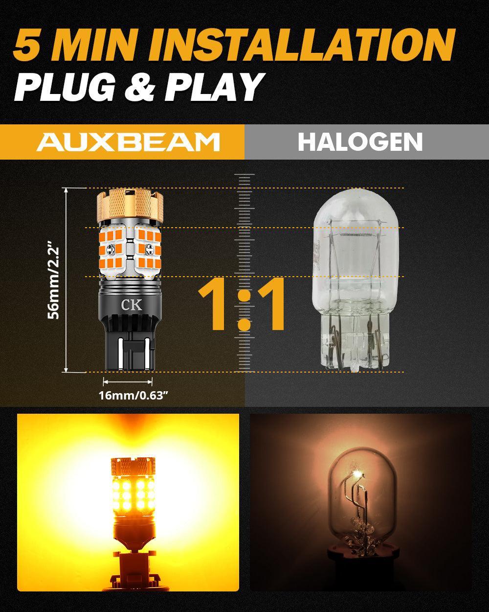 7443 US-CK Ampoules LED pour clignotants avant/arrière et feux latéraux 50W 4000LM sans erreur CAN-bus 3000K orange B21-PRO…