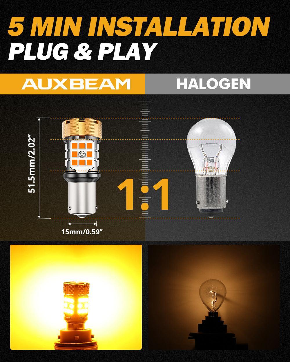BAU15S 7507 Ampoules LED pour clignotants avant/arrière et feux latéraux 50W 4000LM sans erreur CAN-bus 3000K orange B21-PRO…