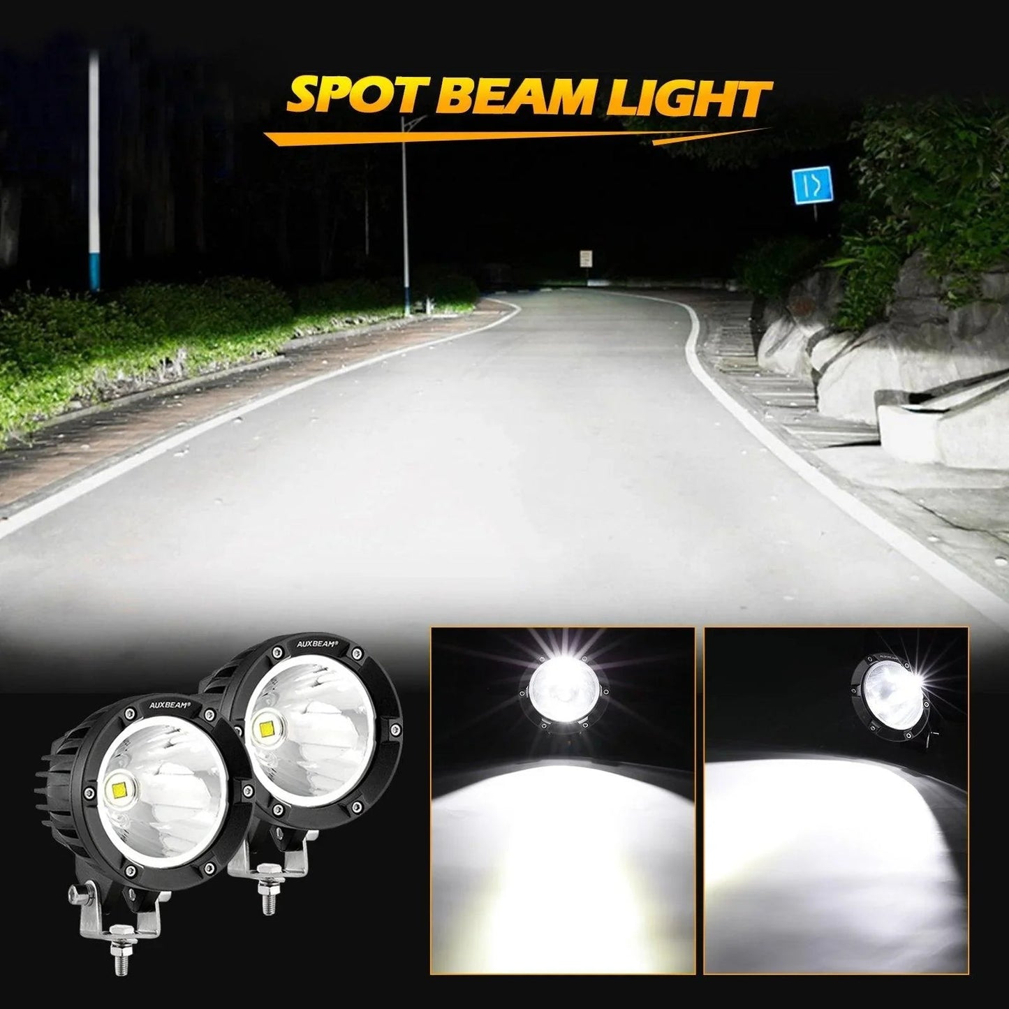 C4 série | 4 Inch 100W Spot Round LED Pods blanc LED Driving Lights – vue 2
