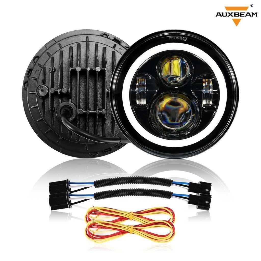 7" LED Headlight Replacement avec Halo Ring + 4" LED Fog Light + Front clignotant & Fender Flares feu latéral Light pour Jee…