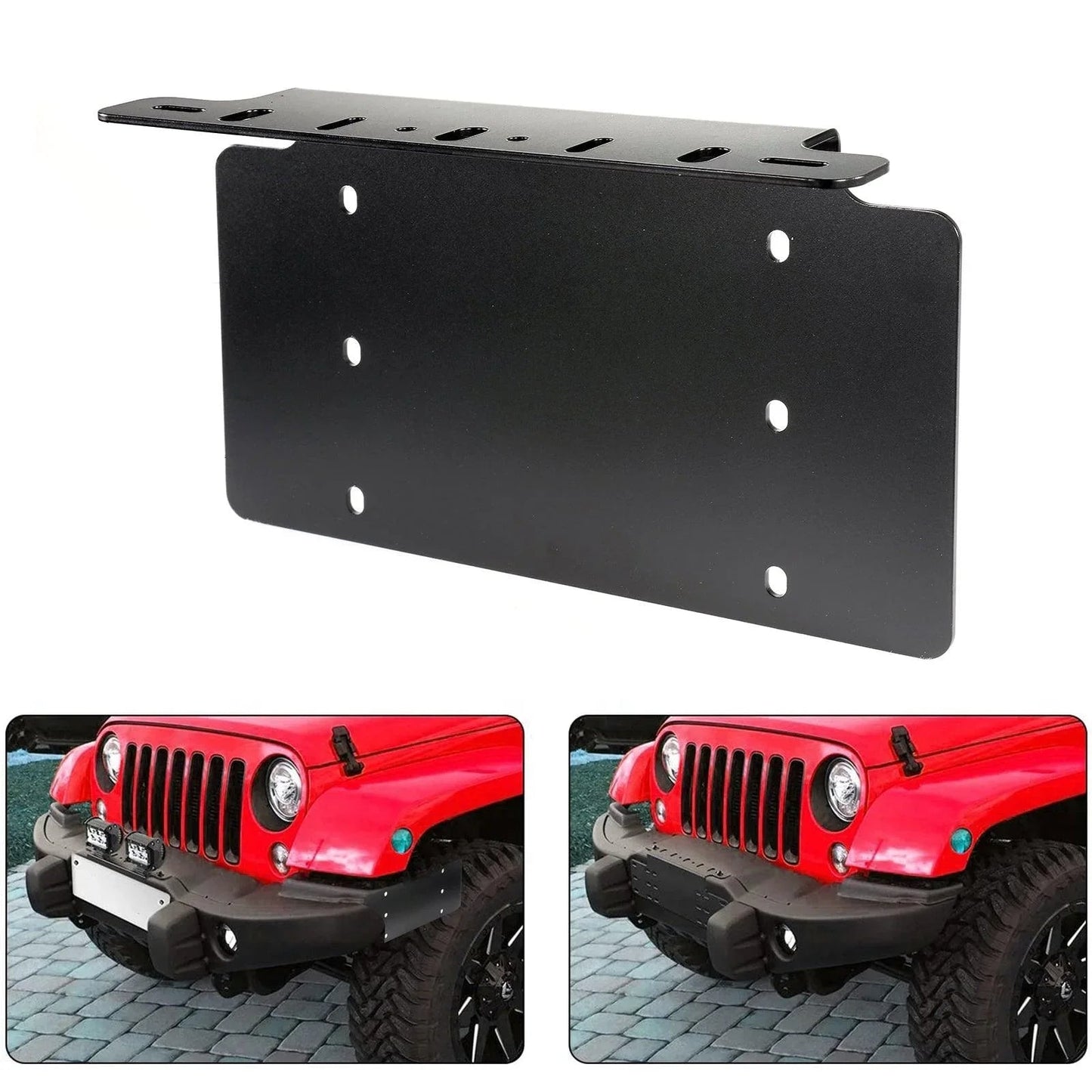 Barres LED Steel License Plate Mounting Bracket Front Bumper Holder Fit pour Most Trucks, Pickups, SUV, Jeep, 4x4, Cars (US…