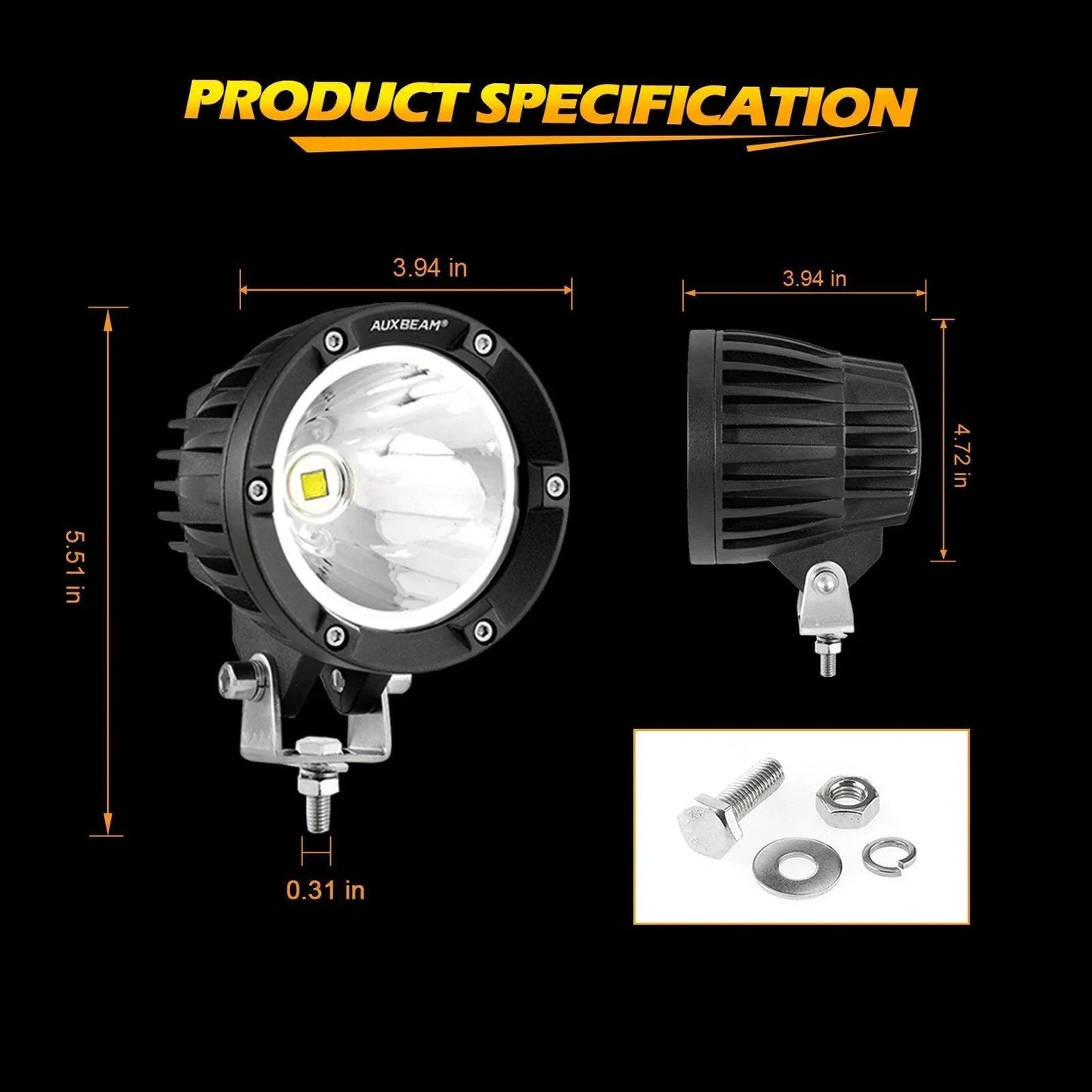 C4 série | 4 Inch 100W Spot Round LED Pods blanc LED Driving Lights – vue 4