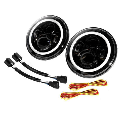7″ LED Halo phares & 4″ 30 W LED antibrouillards avec blanc DRL avec orange clignotant pour Jeep Wrangler2007-2018 JK – vue 5
