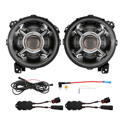 9″ rond 100 W phares LED avec DRL & 4″ 30 W LED antibrouillards avec Adapter Ring pour Jeep Wrangler JL 2018–2019 – vue 9