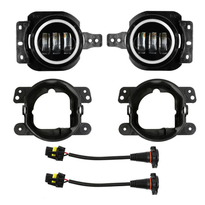 Lot de 2 4″ 30 W rond LED antibrouillards avec DRL&orange clignotant pour Jeep Wrangler JL JLU 2018 2019 2020 – vue 7