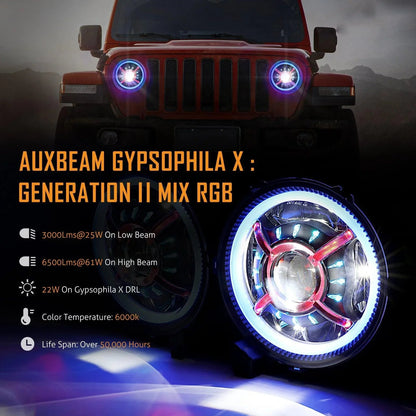 Lot de 2 9″ RGB phares de remplacement Bluetooth commande pour Jeep Wrangler JL JLU Sport Rubicon Sahara Gladiator JT 2019 2