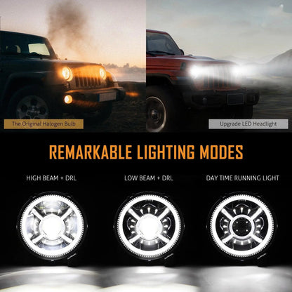 Lot de 2 9″ RGB phares de remplacement Bluetooth commande pour Jeep Wrangler JL JLU Sport Rubicon Sahara Gladiator JT 2019 2