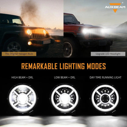 9″ rond RGB phares LED Bluetooth commande avec DRL & 4″ 30 W LED antibrouillards avec Adapter Ring pour Jeep Wrangler JL
