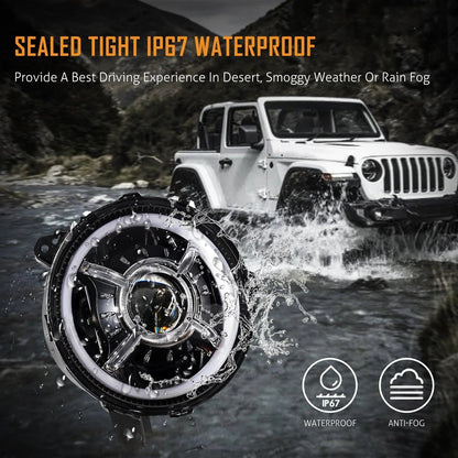 Lot de 2 9″ RGB phares de remplacement Bluetooth commande pour Jeep Wrangler JL JLU Sport Rubicon Sahara Gladiator JT 2019 2