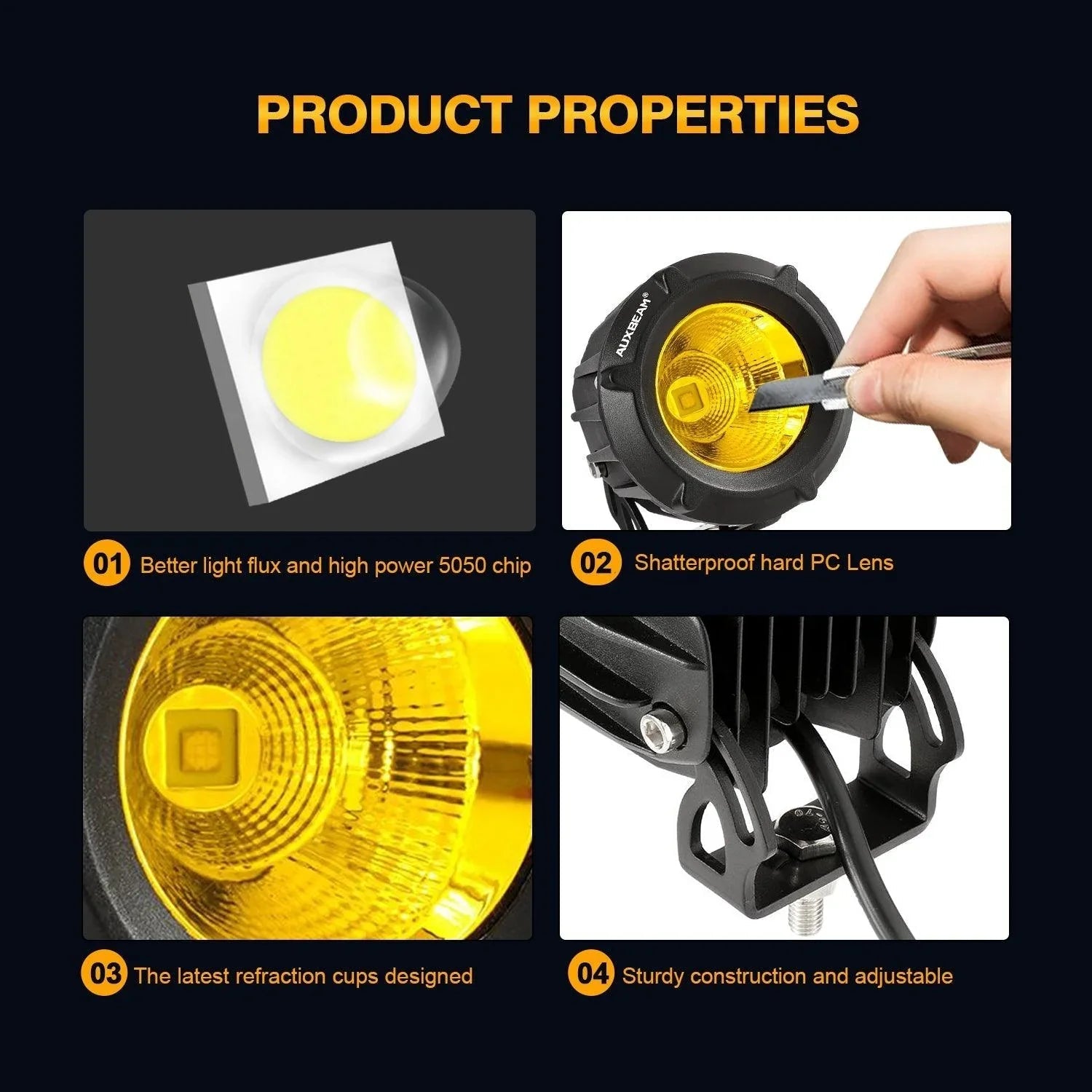 3.5 Inch 50W Round/Square LED Driving Lights Combo blanc/Yellow avec wiring harness pour 2000 FORD F250 – vue 11
