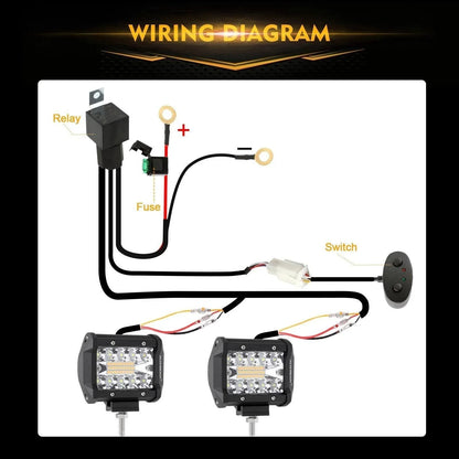 Lot de 2 3″ 6 modes blanc&orange LED carré éclairage Pod feux de travail avec faisceau électrique pour SUV ATV UTV camions