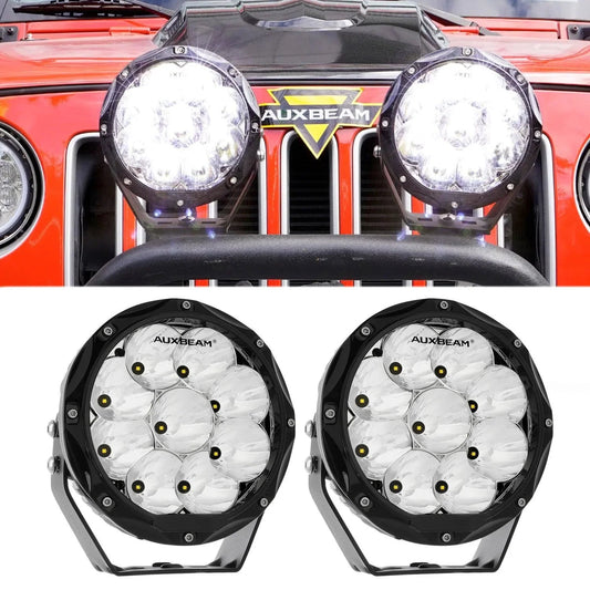 (2pcs/set) 7 Inch 90W Round faisceau longue portée Offroad LED Driving Lights w/ SAE Compliant+orange/noir Covers(Optional)