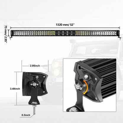 52″ 5D-PRO série Barres LED & automobile Roof pare-brise Barres LED support de montage pour Ford Bronco 2/4 portes 2021 2022