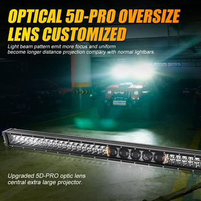 7″ LED Halo phares+5D-PRO 52″ droit Barres LED+pare-brise supports de montage 18 W projecteurs LED compacts kit pour Jeep