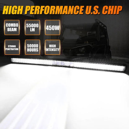 7″ LED Halo phares + 4″ LED antibrouillards avec DRL+5D-PRO 52″ droit Barres LED + pare-brise supports de montage + 18 W