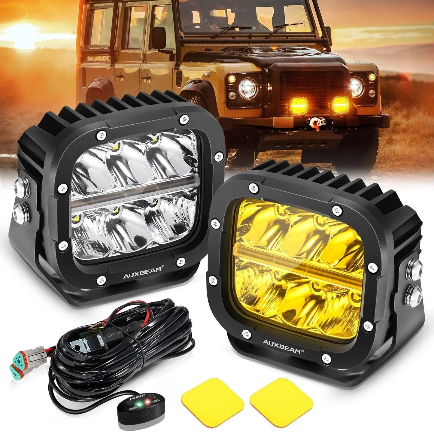 XP-ULTRA série 5 Inch 132W 15600LM blanc/orange LED Pods Driving Light avec orange DRL